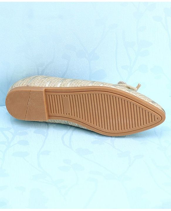 Pine Kids Slip On Bellies with Bow Applique - Golden