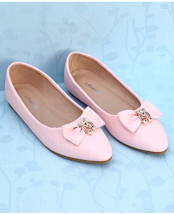 Pine Kids Slip On Bellies With Bow Applique - Pink