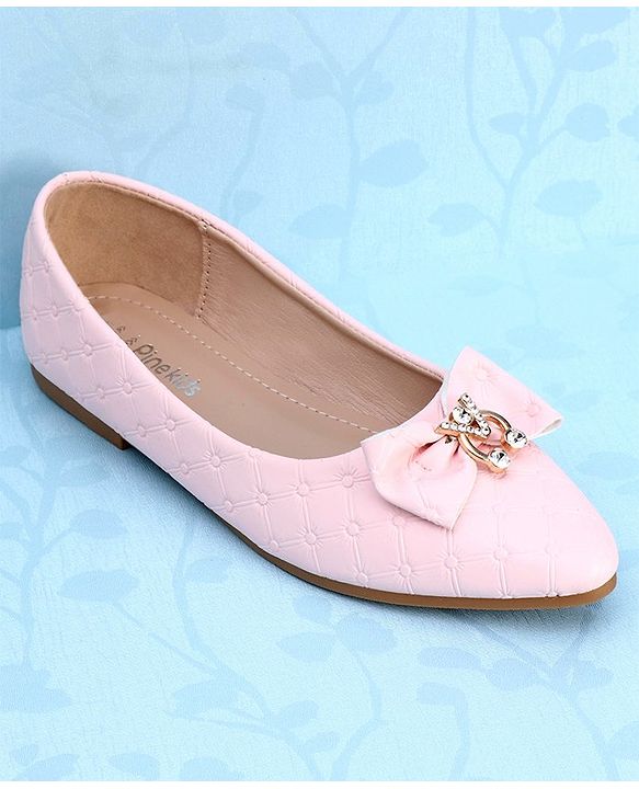 Pine Kids Slip On Bellies With Bow Applique - Pink