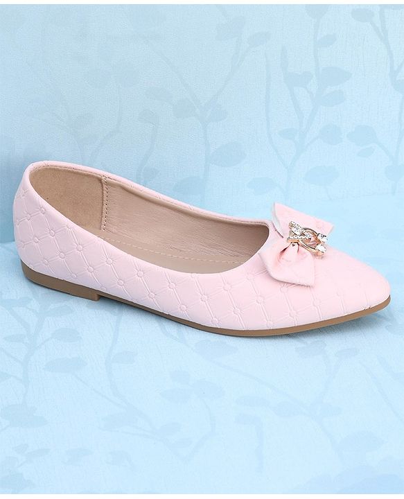 Pine Kids Slip On Bellies With Bow Applique - Pink