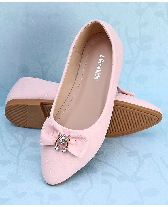 Pine Kids Slip On Bellies With Bow Applique - Pink