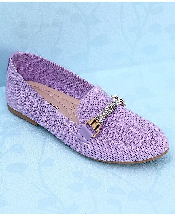 Pine Kids Slip On Bellies with Stone Studded Applique - Purple