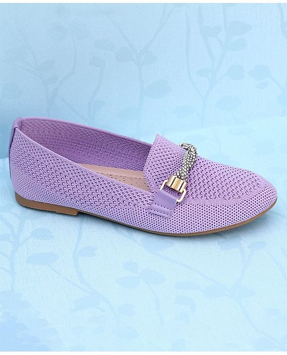 Pine Kids Slip On Bellies with Stone Studded Applique - Purple