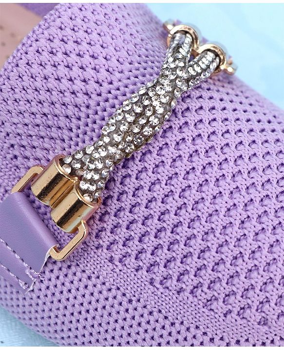 Pine Kids Slip On Bellies with Stone Studded Applique - Purple