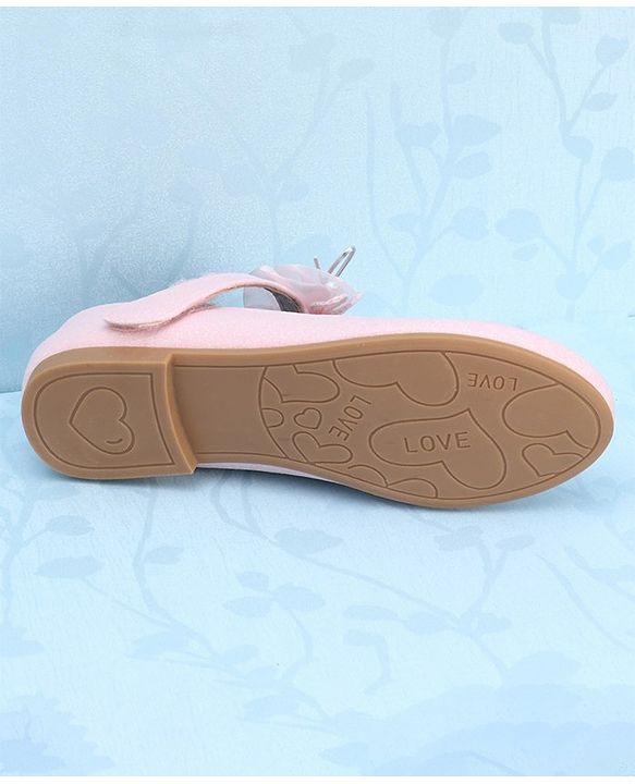 Pine Kids Slip On Party Wear Bellies with Bow Applique & Pearl Detailing - Pink