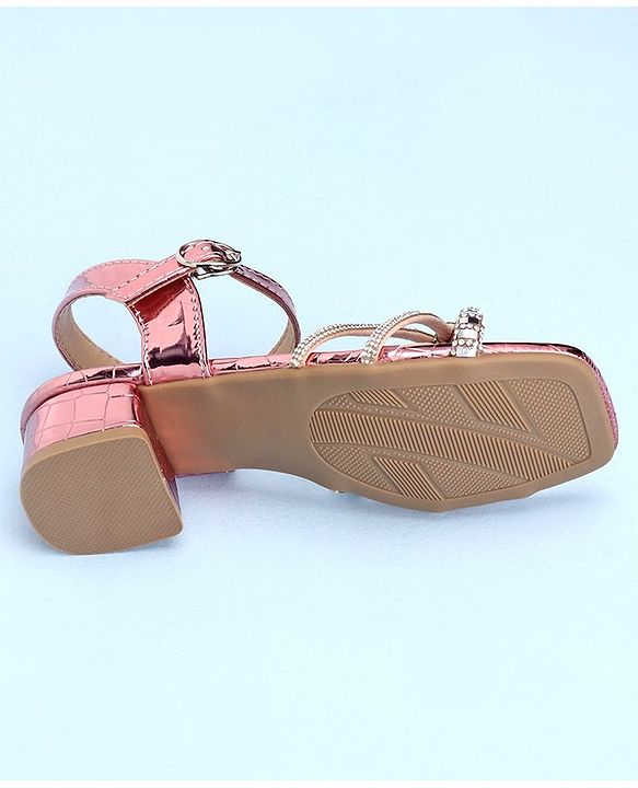 Pine Kids Slip On Sandals with Stone Detailing & Buckle Closure - Pink