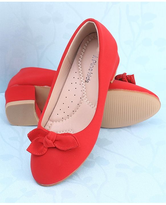 Pine Kids Slip On Bellies with Bow Applique - Red