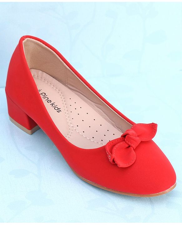 Pine Kids Slip On Bellies with Bow Applique - Red