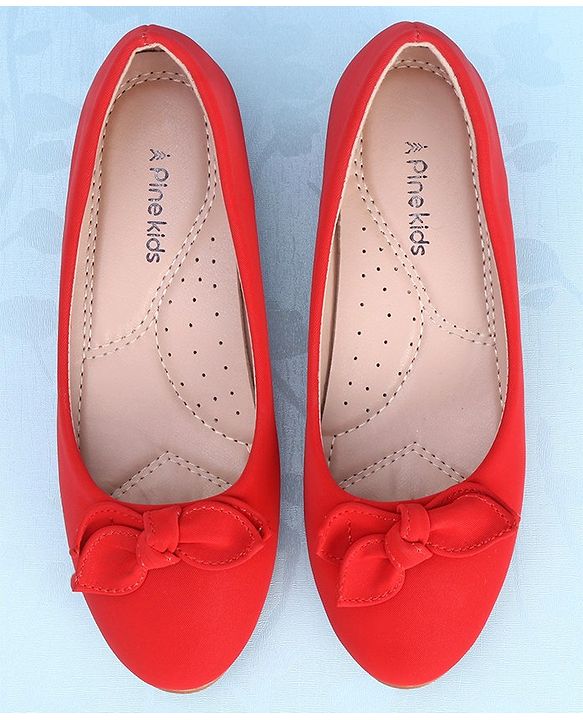 Pine Kids Slip On Bellies with Bow Applique - Red