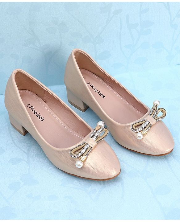 Pine Kids Slip On Shimmer Pearl & Stud Detailing Bellies - Golden
