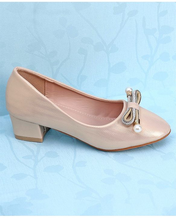 Pine Kids Slip On Shimmer Pearl & Stud Detailing Bellies - Golden