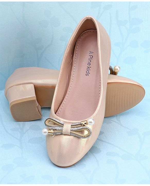 Pine Kids Slip On Shimmer Pearl & Stud Detailing Bellies - Golden