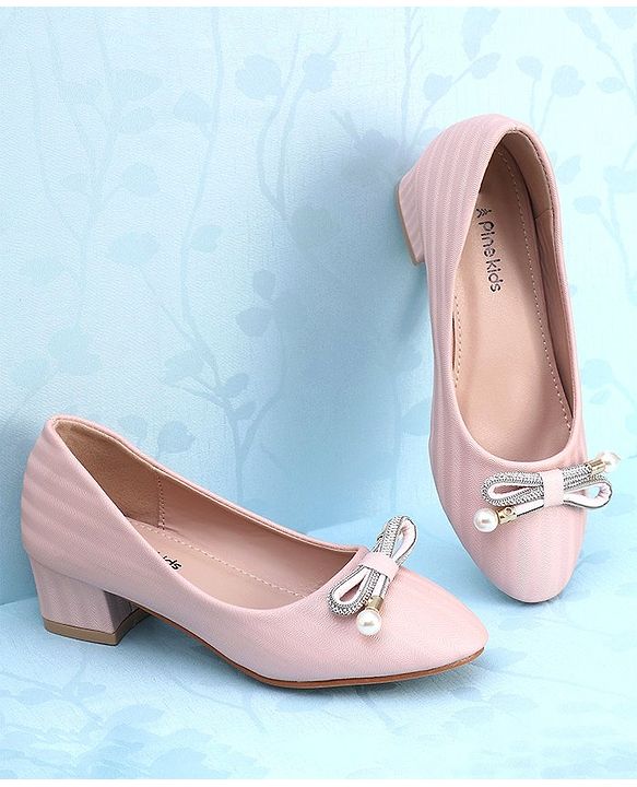 Pine Kids Slip On Shimmer Pearl & Stud Detailing Bellies - Pink