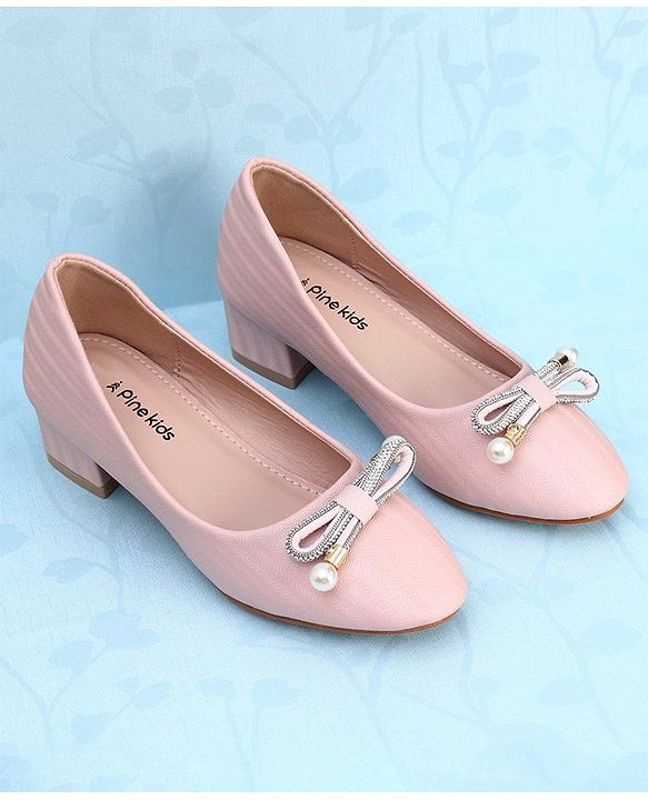 Pine Kids Slip On Shimmer Pearl & Stud Detailing Bellies - Pink