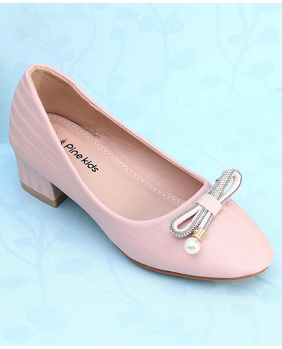 Pine Kids Slip On Shimmer Pearl & Stud Detailing Bellies - Pink
