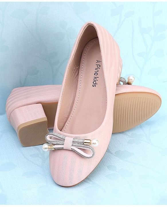 Pine Kids Slip On Shimmer Pearl & Stud Detailing Bellies - Pink