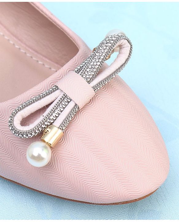 Pine Kids Slip On Shimmer Pearl & Stud Detailing Bellies - Pink