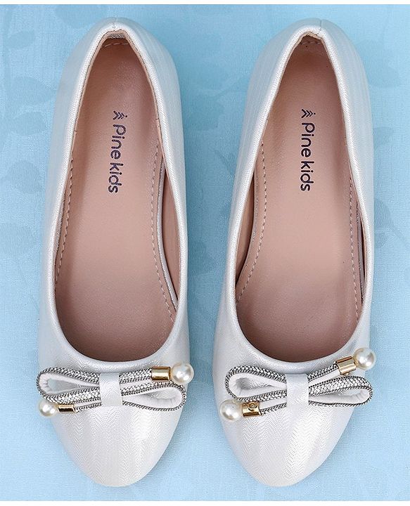 Pine Kids Slip On Shimmer Pearl & Stud Detailing Bellies - Golden