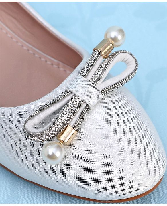 Pine Kids Slip On Shimmer Pearl & Stud Detailing Bellies - Pink