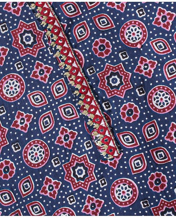 Babyhug 100% Cotton Woven Full Sleeve Floral Printed Kurta & Dhoti Set- Blue