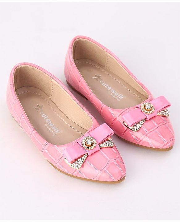 Cute Walk by Babyhug Slip On Bellies with Bow - Beige