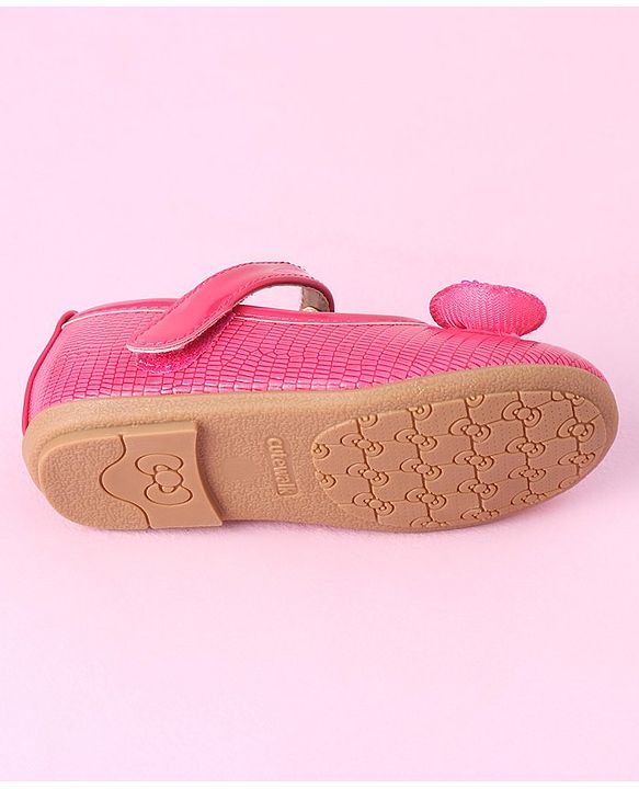 Cute Walk by Babyhug Sequined & Bow Applique Bellies with Velcro Closure - Fuchsia
