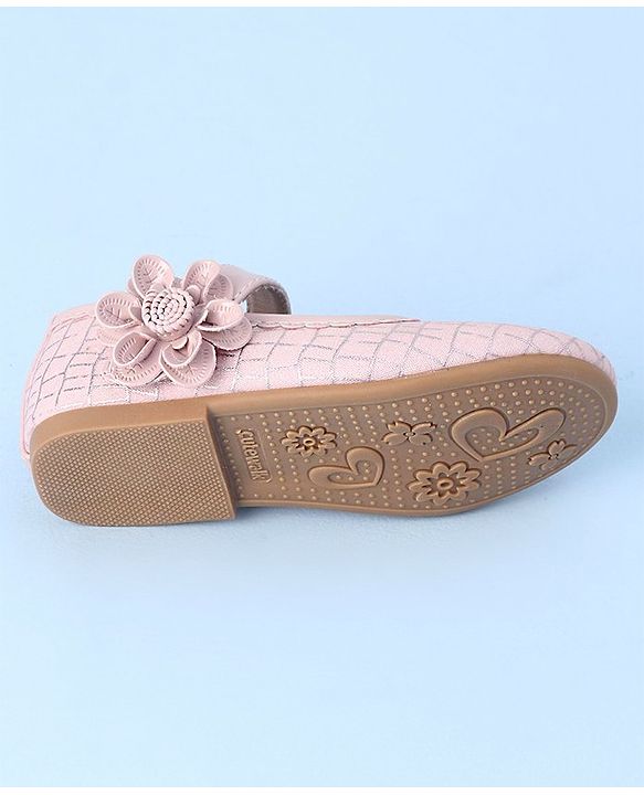 Cute Walk by Babyhug Velcro Closure Bellies with Floral Applique & Checked Pattern - Pink