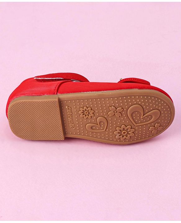 Cute Walk by Babyhug Bellies with Velcro Closure & Bow Applique - Red