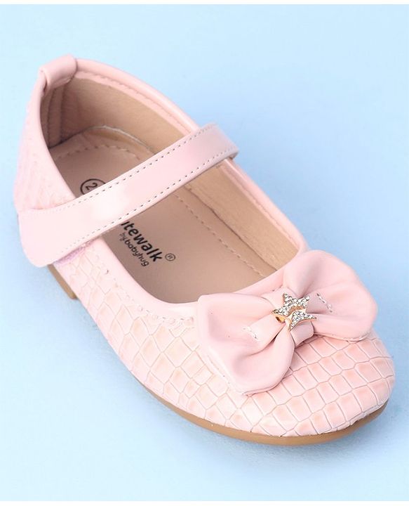Cute Walk by Babyhug Velcro Closure Bellies with Bow Applique - Pink