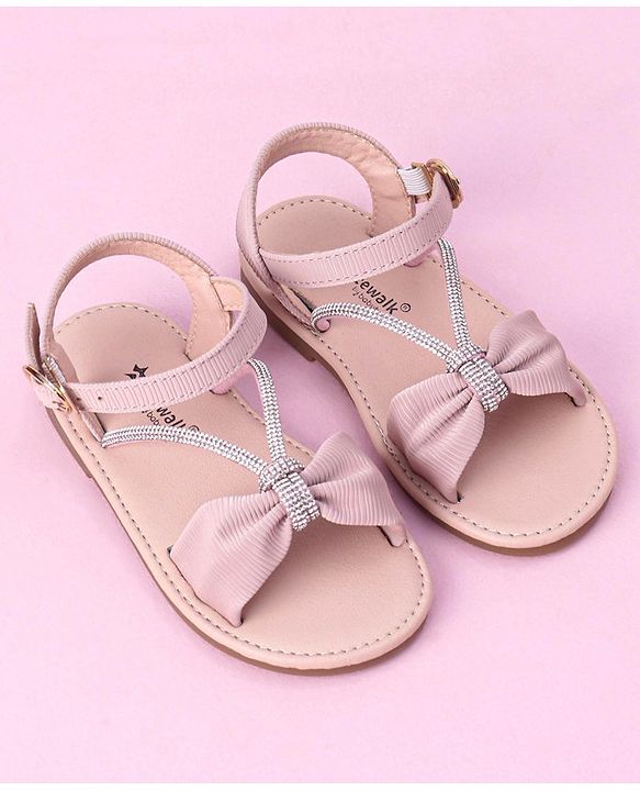 Cute Walk by Babyhug Buckle Closure Sandal with Bow & Stud Detailing - Pink