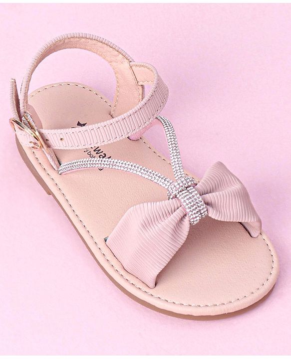 Cute Walk by Babyhug Buckle Closure Sandal with Bow & Stud Detailing - Pink