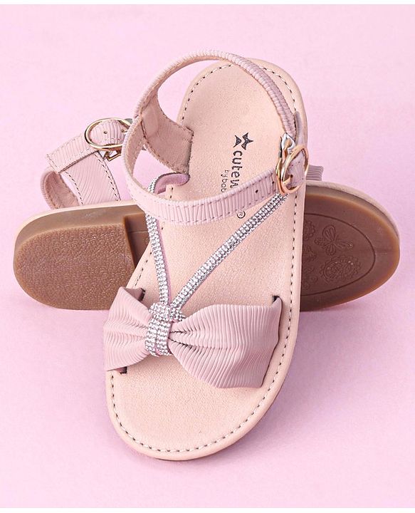 Cute Walk by Babyhug Buckle Closure Sandal with Bow & Stud Detailing - Pink