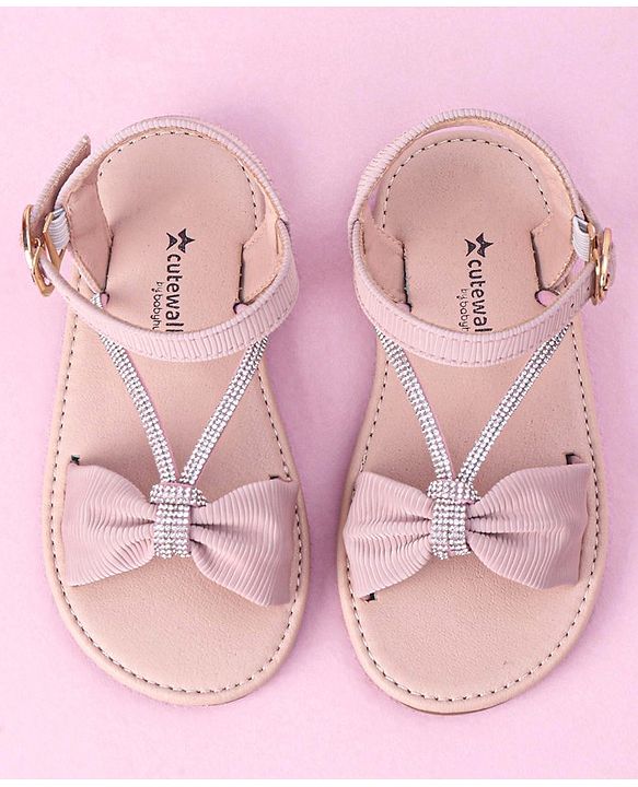 Cute Walk by Babyhug Buckle Closure Sandal with Bow & Stud Detailing - Pink