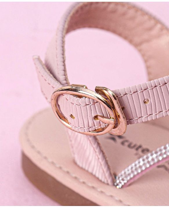 Cute Walk by Babyhug Buckle Closure Sandal with Bow & Stud Detailing - Pink