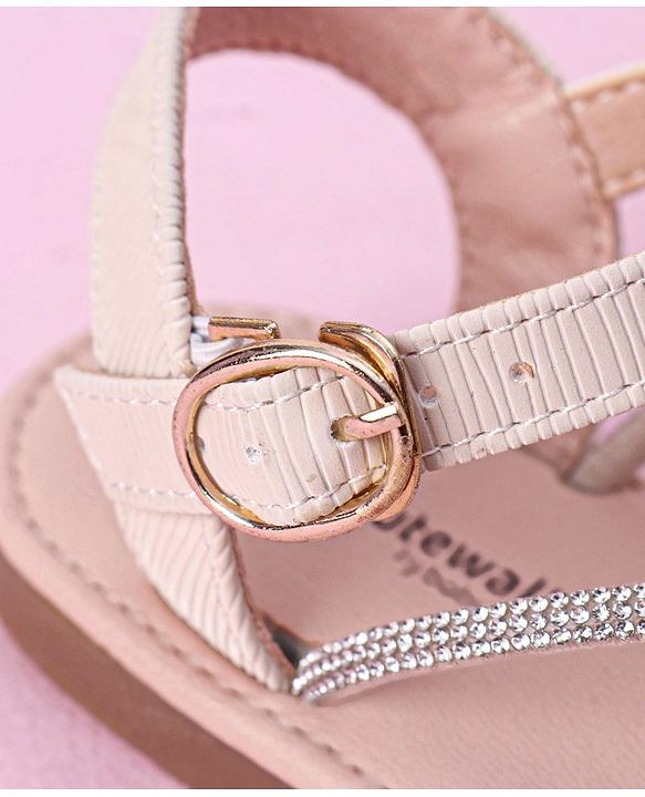 Cute Walk by Babyhug Buckle Closure Sandal with Bow & Stud Detailing - Beige