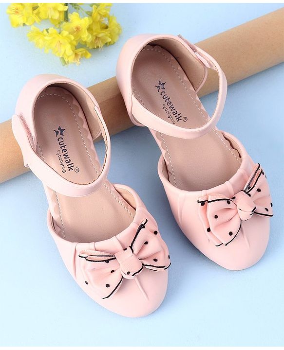 Cute Walk by Babyhug Velcro Closure Bellies with Bow Applique - Pink