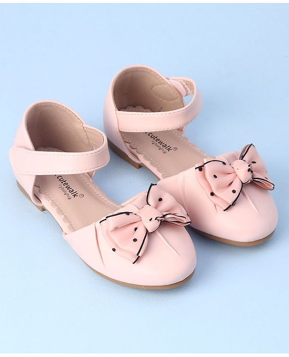 Cute Walk by Babyhug Velcro Closure Bellies with Bow Applique - Pink