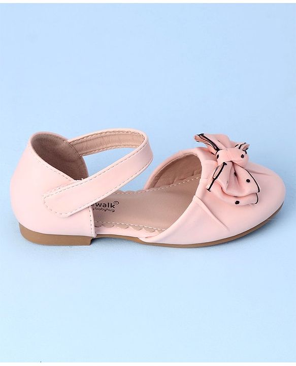 Cute Walk by Babyhug Velcro Closure Bellies with Bow Applique - Pink