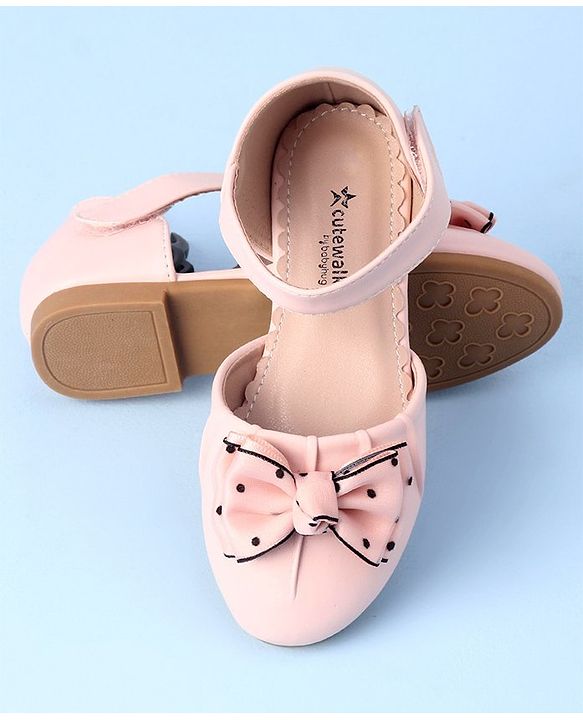 Cute Walk by Babyhug Velcro Closure Bellies with Bow Applique - Pink
