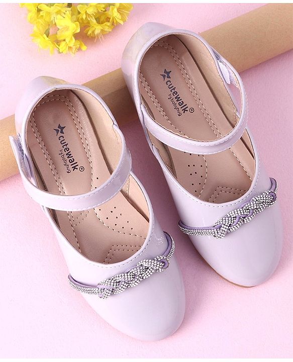 Cute Walk by Babyhug Velcro Closure Shimmer Solid Bellies - Golden