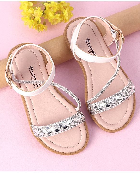 Cute Walk by Babyhug Studded Sandals with Buckle Closure - White