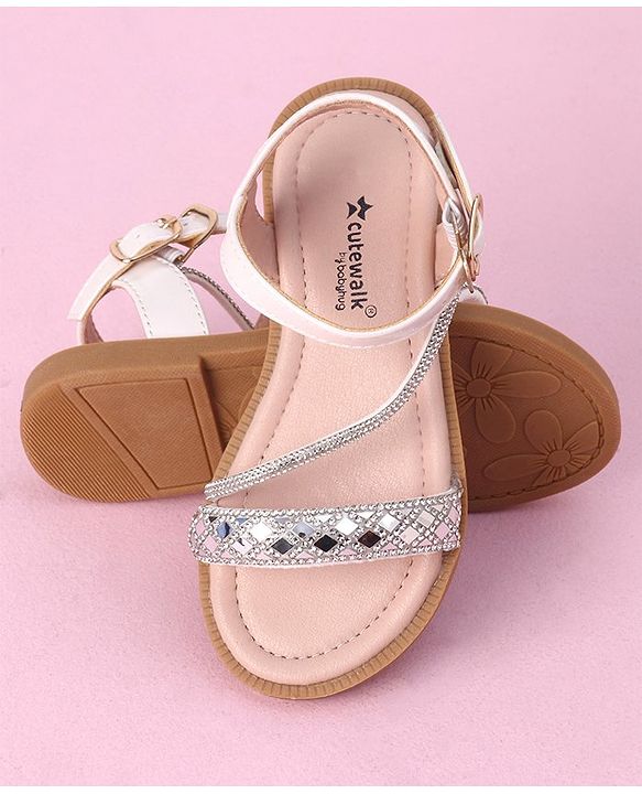 Cute Walk by Babyhug Studded Sandals with Buckle Closure - White