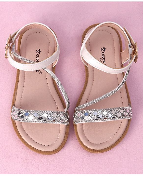 Cute Walk by Babyhug Studded Sandals with Buckle Closure - White