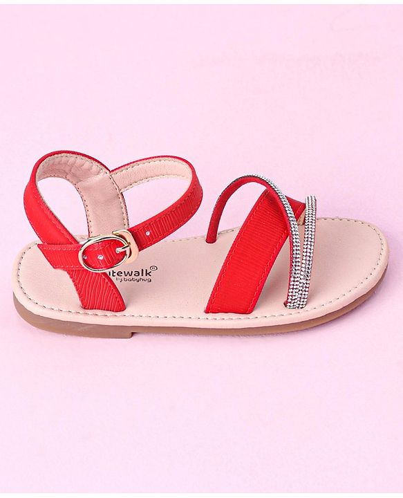 Cute Walk by Babyhug Buckle Closure Sandals with Stud Detailing - Red