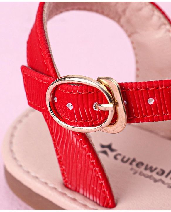 Cute Walk by Babyhug Buckle Closure Sandals with Stud Detailing - Red