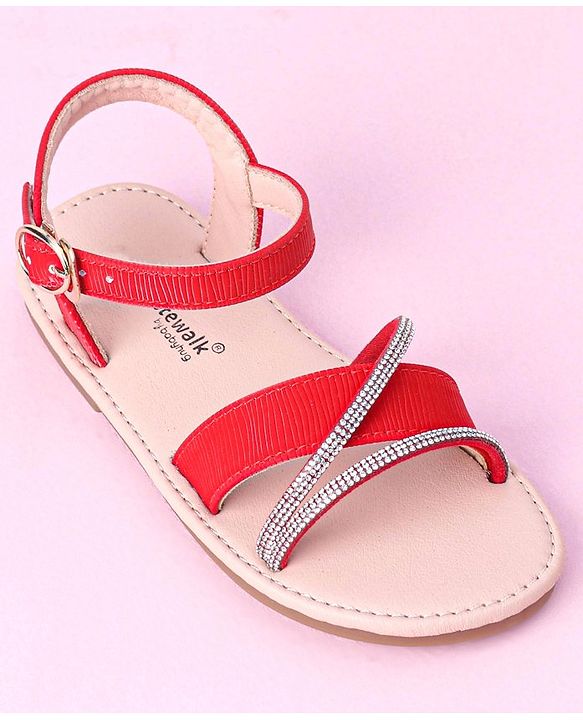 Cute Walk by Babyhug Buckle Closure Sandals with Stud Detailing - Red