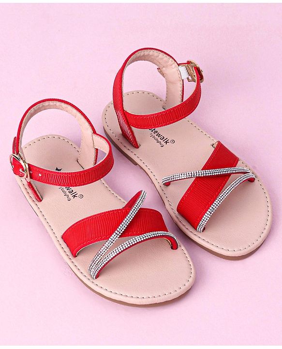 Cute Walk by Babyhug Buckle Closure Sandals with Stud Detailing - Red