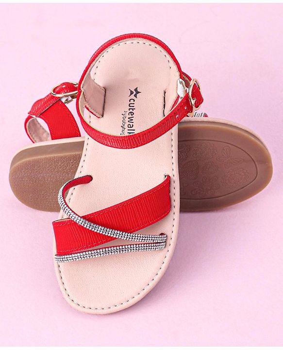 Cute Walk by Babyhug Buckle Closure Sandals with Stud Detailing - Red