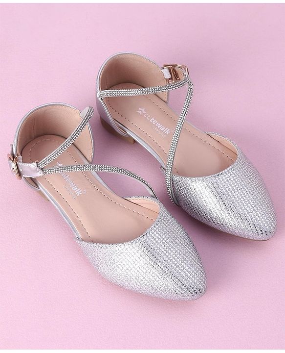 Cute Walk by Babyhug Shimmery & Studded Bellies with Buckle Closure - Sliver