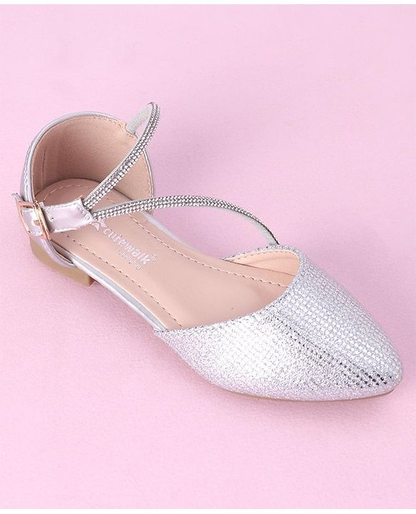 Cute Walk by Babyhug Shimmery & Studded Bellies with Buckle Closure - Sliver